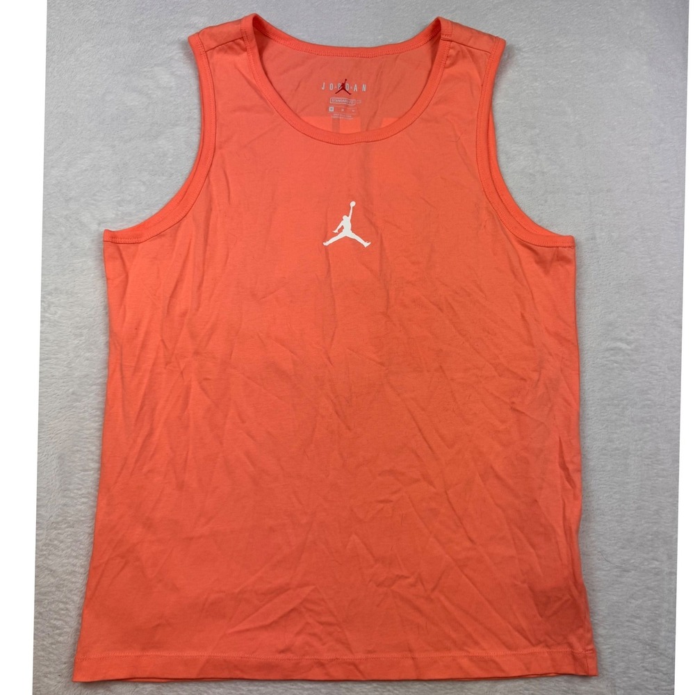 Jordan Mens Orange Graphic Tank Top Air Jordan Big Logo Sleeveless Shirt Size M